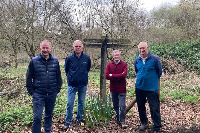 Trustees of the Snailslynch Wood Community Project from left to right: Simon Cryer, Geoff Shutler, Stephen Linton, Stephen Pallant