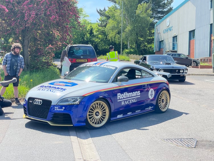 A Rothmans Racing car arriving at Lords Meadow. AQ 9539