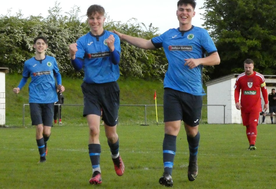 <p>Theo Glazier celebrates</p>