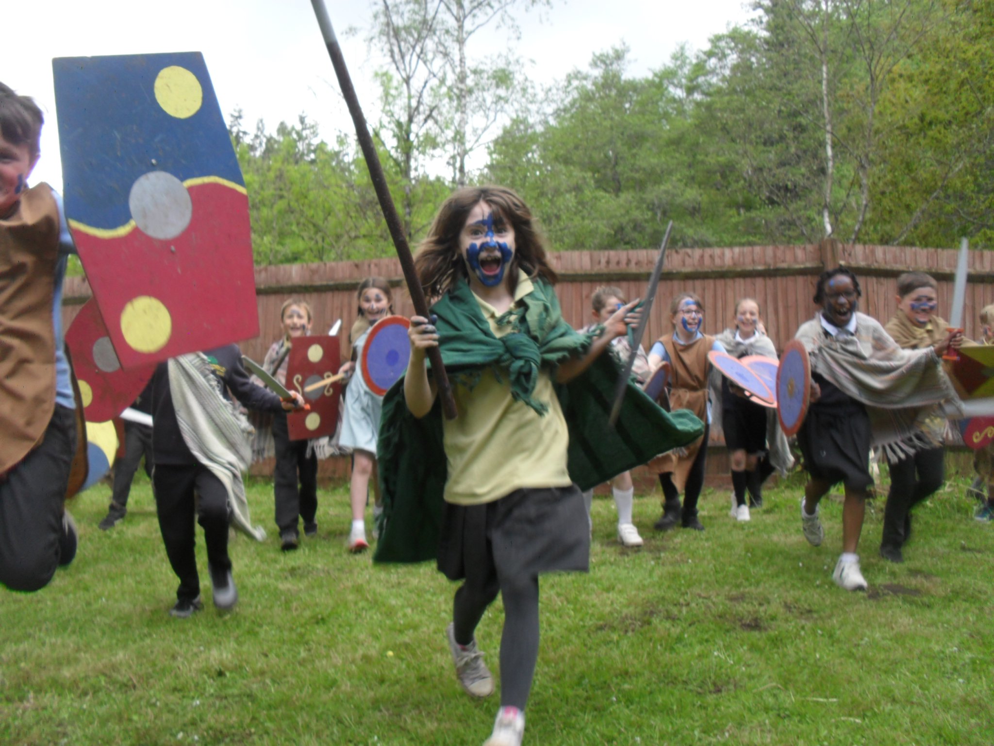 The children unleash their inner warriors for a proper Iron Age battle at The Dean Heritage Centre