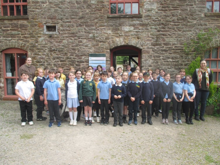 The pupils from Parkend and Yorkley schools with their teachers Lucy Southgate and Lei Cooper