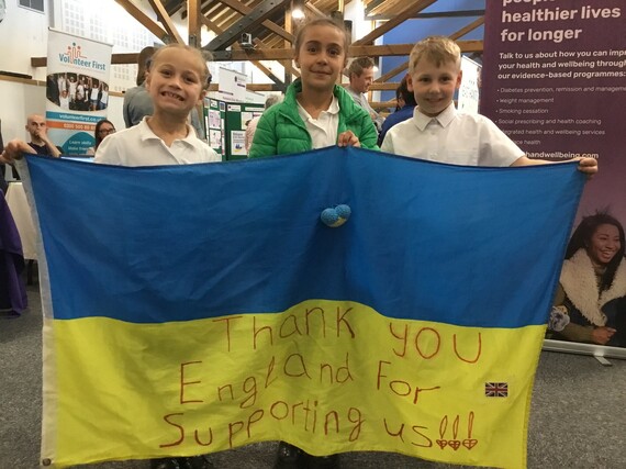Ukrainian children at drop-in support event, Alton Maltings Centre, May 16th 2023.