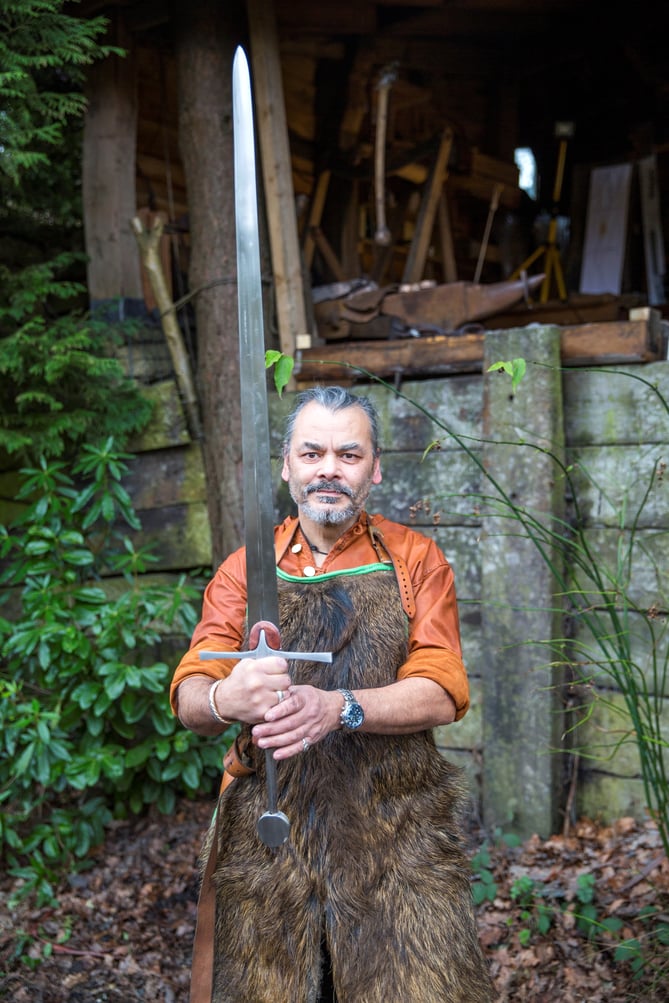 Blade-smith Rod Hughes forges and fashions swords and casts bronze sculptures from his GoldenEye Forge near Grayshott