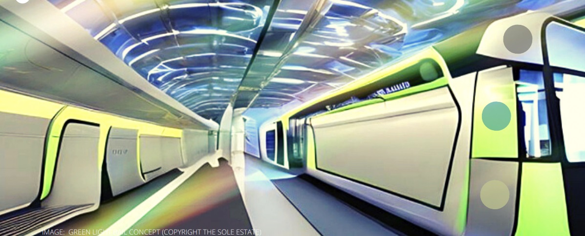 An artist impression of a rail line being proposed in the south