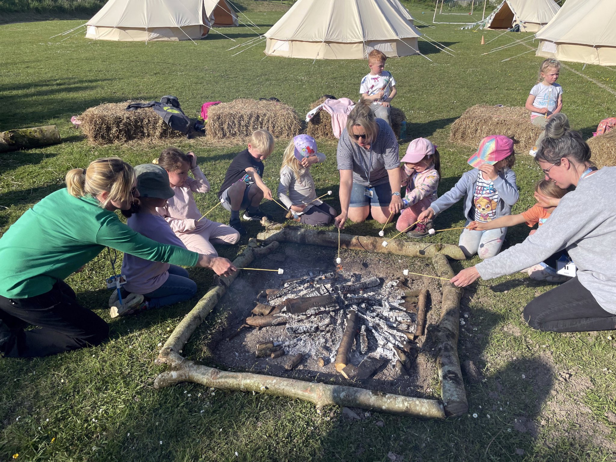 Students got to toast marshmallows and sing songs around the fire while camping