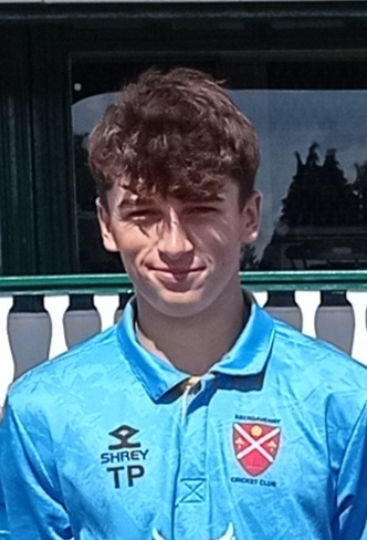 Players paid tribute to David Griffin, before Tom Pipe, main pic, hit 121, and Alfie Cutmore, took four wickets in a 75-run victory. Photos: Abergavenny Cricket Club.