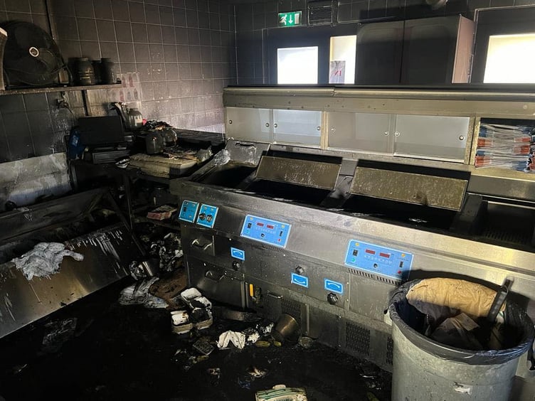 Chip shop fire at Cofton. Picture: Middlemoor Fire Station (26-3-23)