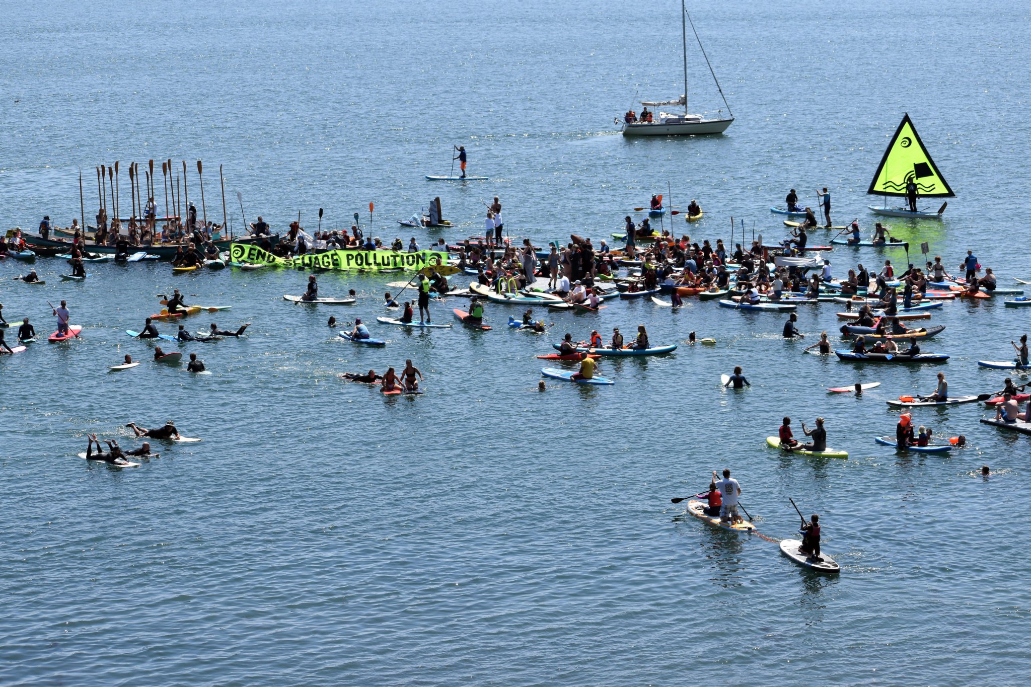 The Paddle Out Protest on Saturday at Plymouth Hoe.
Pictures: Mike Puleston (22-5-23)