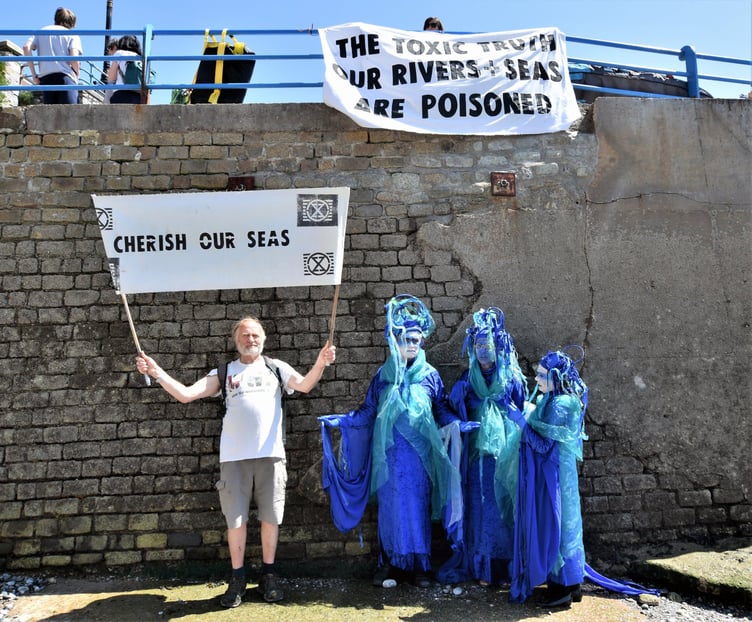 The Paddle Out Protest on Saturday at Plymouth Hoe.
Pictures: Mike Puleston (22-5-23)
