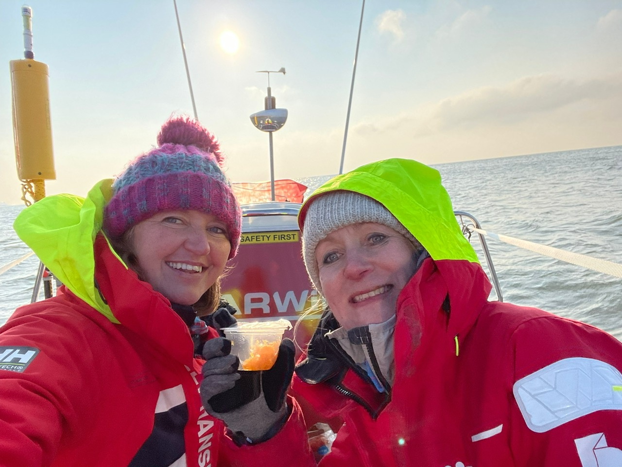 Skipper Emma with Sandra on a training row.
