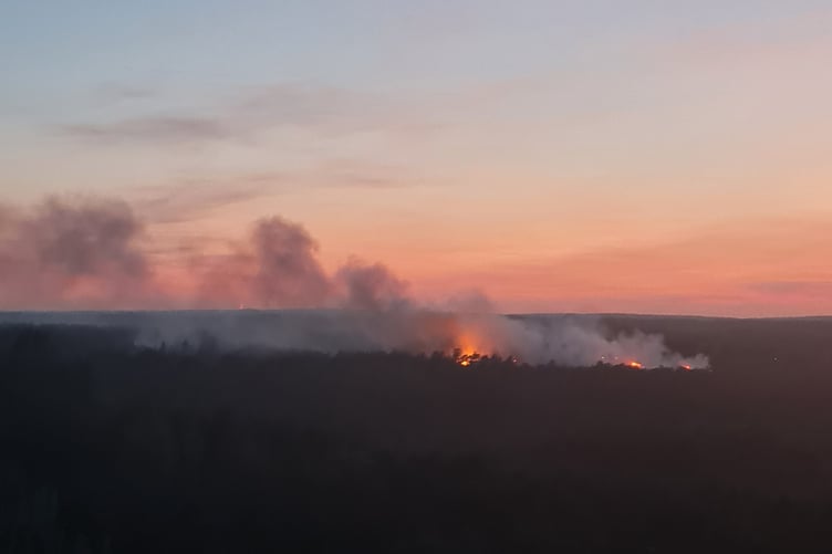 A photo of the wildfire at Frensham Common on Monday, May 29, captured on an evening walk by Emily Cracknell