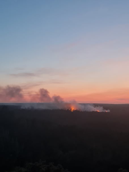 A photo of the wildfire at Frensham Common on Monday, May 29, captured on an evening walk by Emily Cracknell
