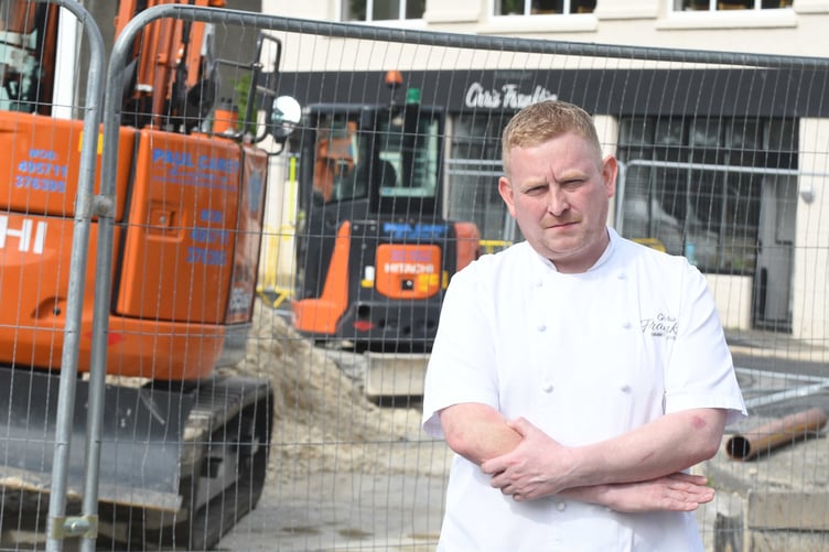 Ongoing work on Peel quayside - pictured is restaurateur Chris Franklin says his takings are thousands of pounds down