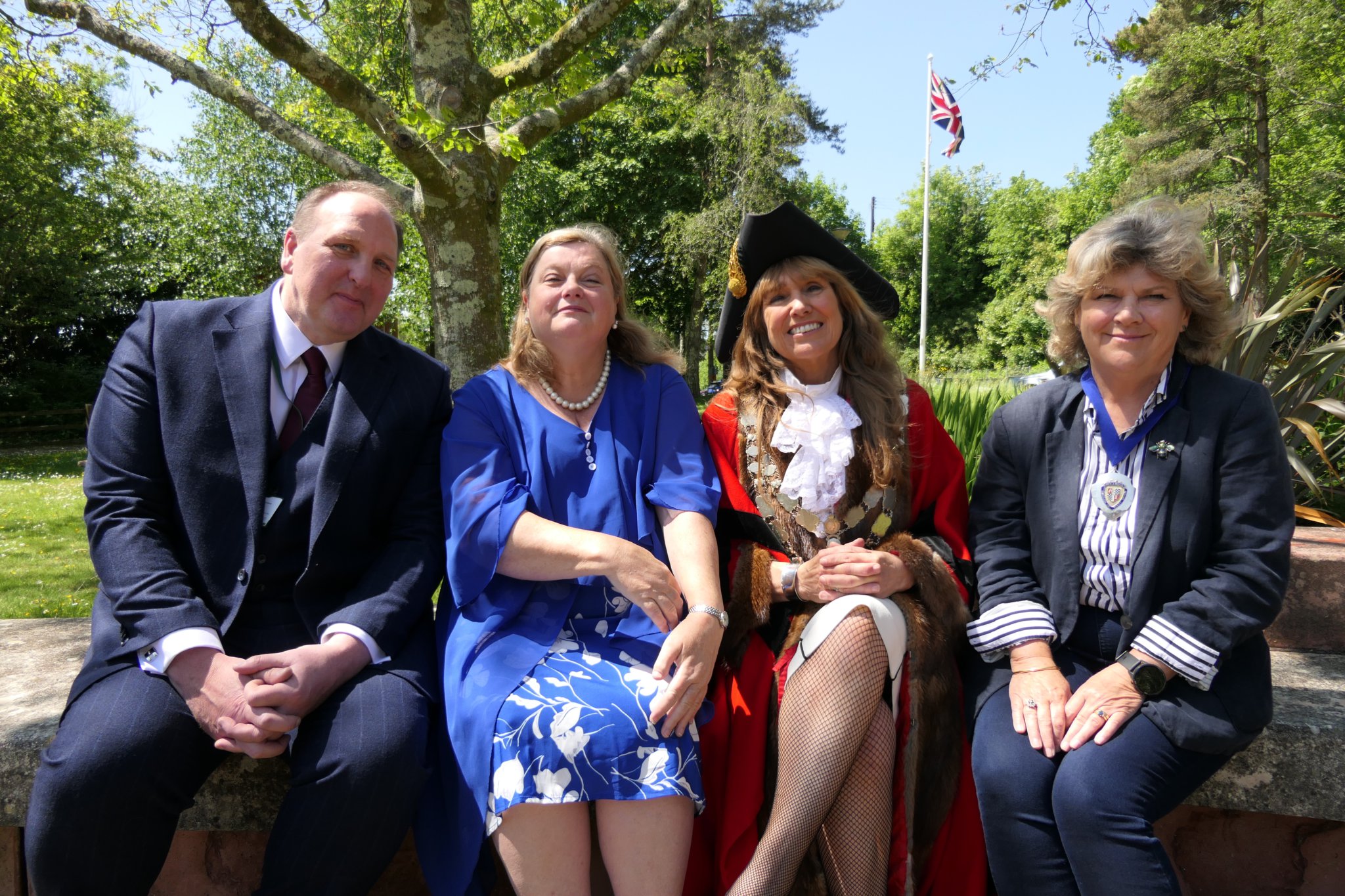 The new line up — from left, borough council deputy leader Cllr Mark Renders, counci leader Cllr Mandy Ewings, mayor of West Devon Cllr Lynn Daniel and deputy mayor of West Devon Cllr Debo Sellis.