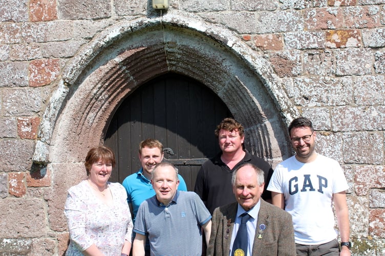 Bow ringing team - Linda Steer, Paul Dart, James Steer (chairman Devon Association), Andrew Steer, Lee Avery and John Crotty. SR 7795