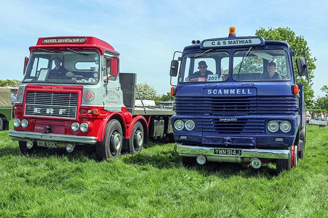Truckers Wyn and Cefin Mathias with their lorry at the show