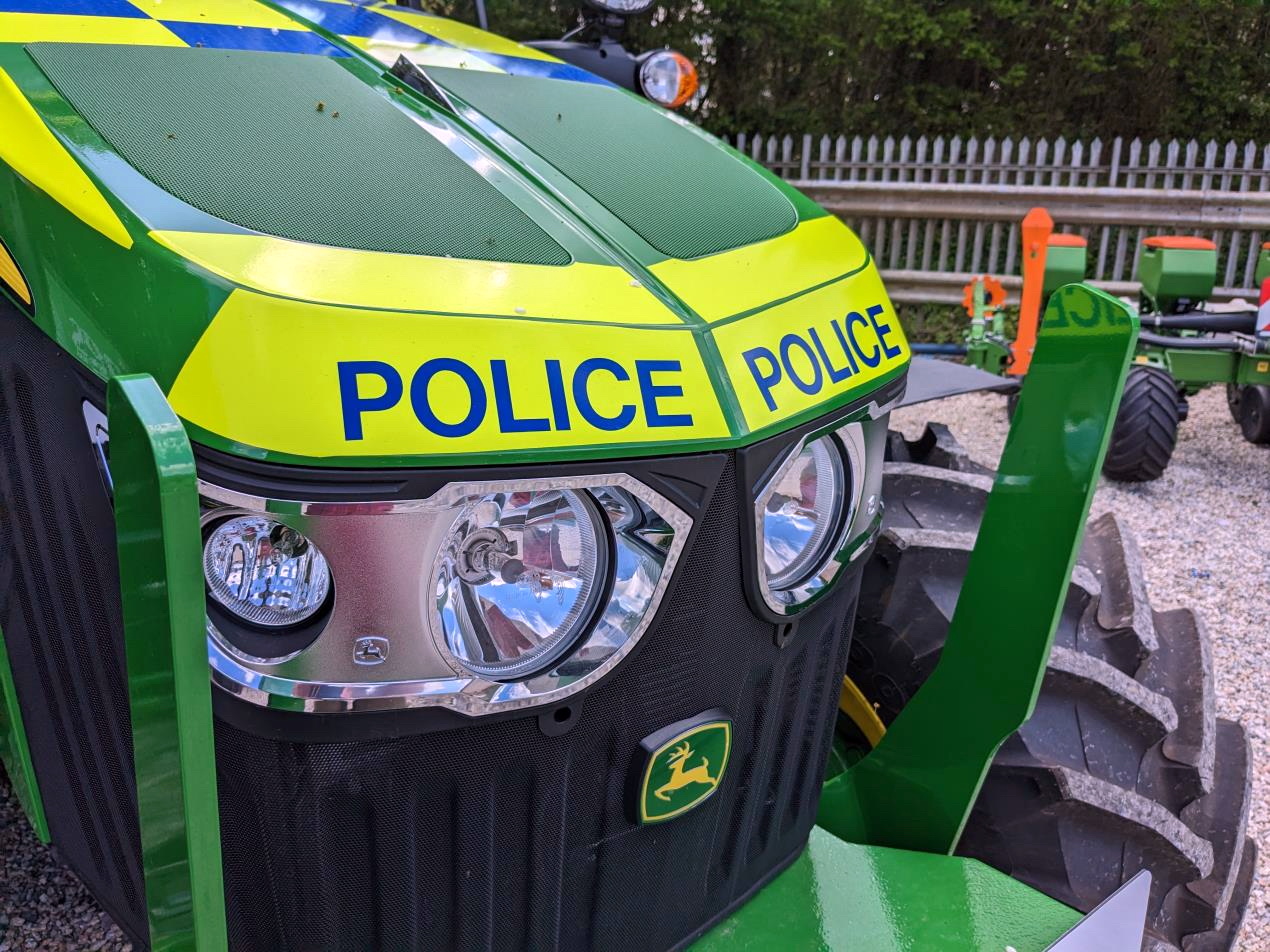 Police are offering the chance for a youngster to choose the official name of the newest addition to its fleet, this John Deer tractor, loaned free of charge to Devon and Cornwall Police by local agricultural machinery dealership, Masons.
Picture: police (31-5-23)