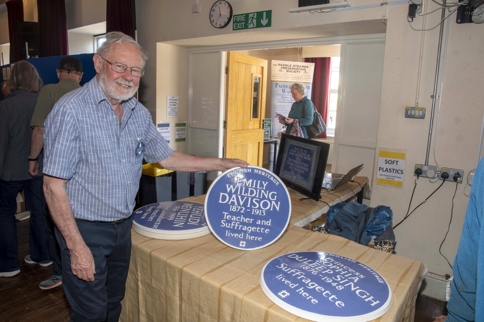 n Potter Ned Heywood with a blue plaque dedicated to Emily Wilding Davison which is due to be displayed at a property associated with the Suffragette.