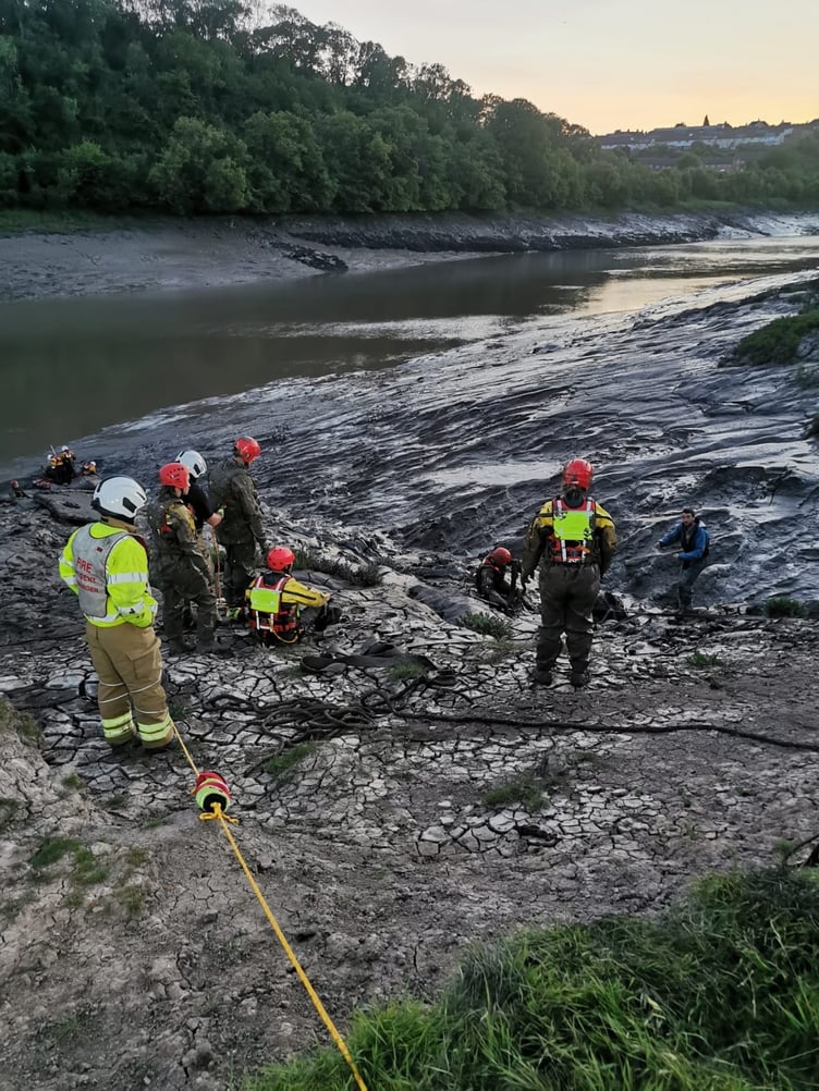 The rescuers took on the deep mud of the river bed amid fading light as the evening wore on