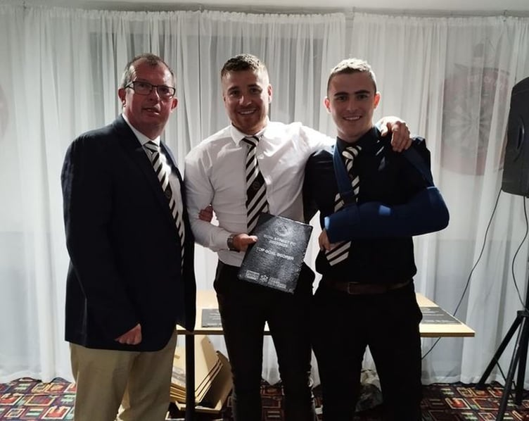 First team Top Scorers Ifan Burrell and Sion Ewart – presented by sponsor Dylan Roberts