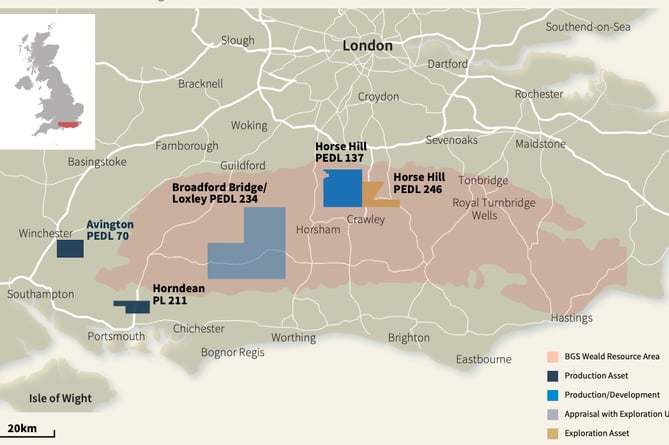 The Weald Basin of southern England – where UKOG believes a staggering 100 billion barrels of shale oil could be laying dormant