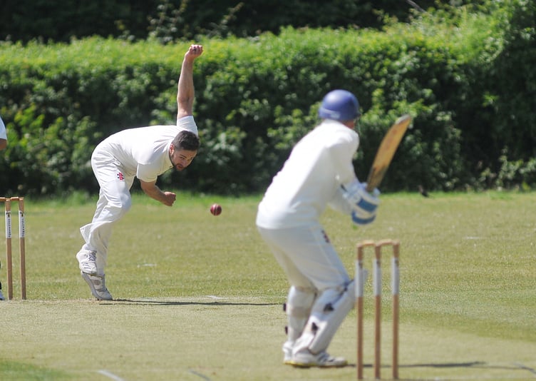 MDA030623B_SP003 Photo: Steve Pope
Devon Cricket League Division B. Chudleigh versus Ipplepen. Chudleigh bowler Will Heather
