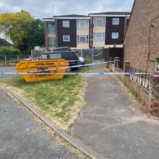 The cordoned of scene in Oaklands after the bomb was found