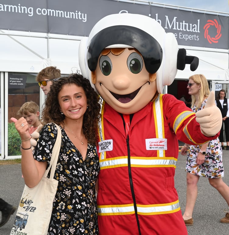 Reporter Scarlett Hills-Brooks with Aircrew Andy from Cornwall Air Ambulance