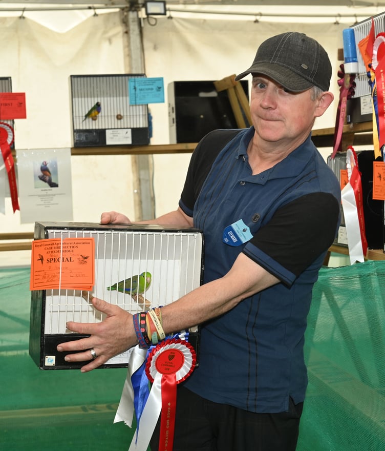 Ron Hancock of St Austell who took home ‘Best in Show’ with his parrotlet. A self confessed ‘canary man’ Ron was surprised to have come away with the win but was delighted nonetheless.