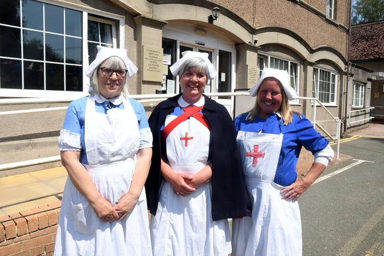 Staff Nurse Tina Hale, Sister in
Outpatients’ Sister Denise Edmunds and Healthcare Assistant Lisa Wood wore historic nurses’ uniforms