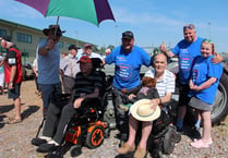 Great turnout in Crediton for Pete on his 1,200 mile MND tractor run
