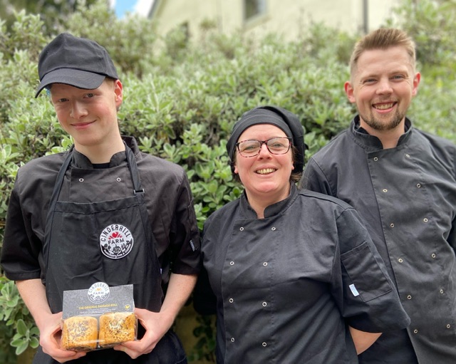 Left to right: Cinderhill Farm apprentice Lawrie Price, superviser Sam Jelley, and assistant supervisor Cameron Manners
