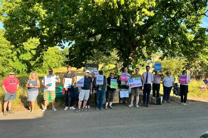 Some of the members of staff at a picket line by More House School in Frensham