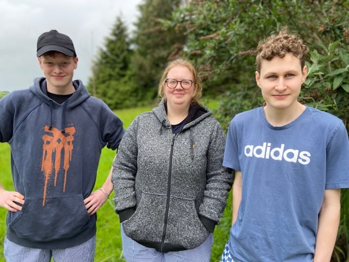 Cinderhill Farm apprentices Lawrie Price and Toby Barnes (left and right), and Head of Apprentices Zoe Askey