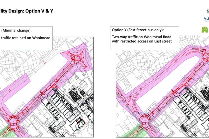 The two options for the East Street area of Farnham Town Council, presented to last Friday's FIP board meeting