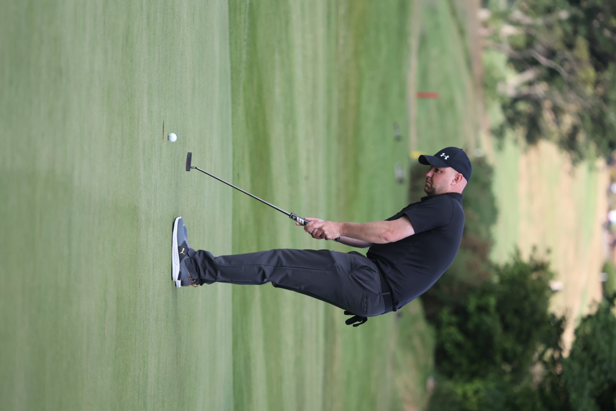Six-time island golf champion Paul Lowey of Castletown edged past Ramsey’s Freddie Dancox 1 up (Photo: Ron Strathdee)