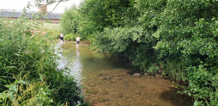 The river which flows alongside Fox's Field, Wellington.