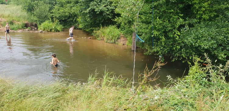 The river where a youngster was injured next to Fox's Field, Wellington.