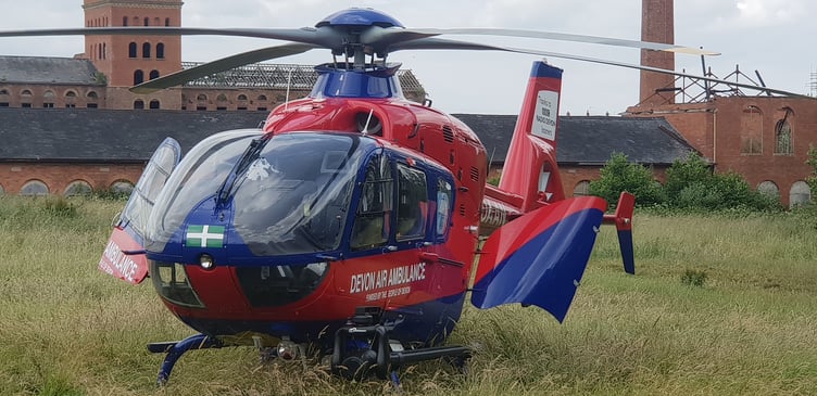 The Devon Air Ambulance in Fox's Field, Wellington.