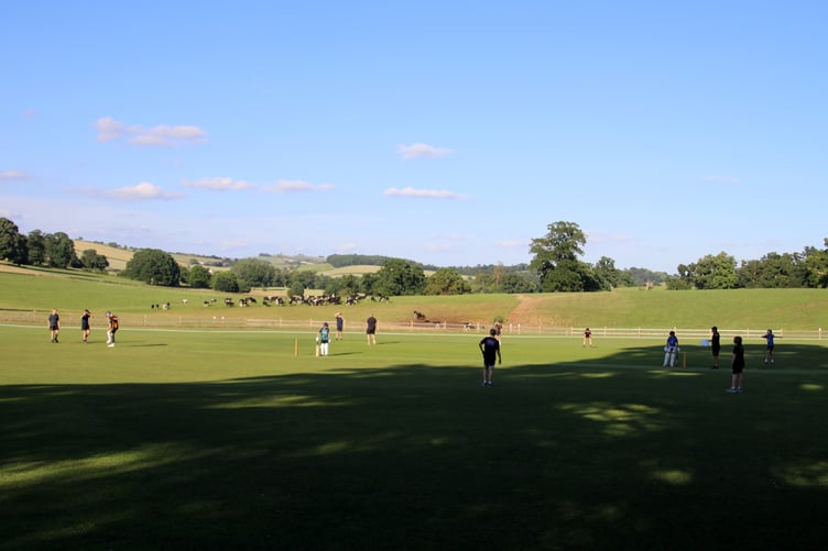 During the first match on the new second pitch at Sandford Cricket Club. AQ 1411