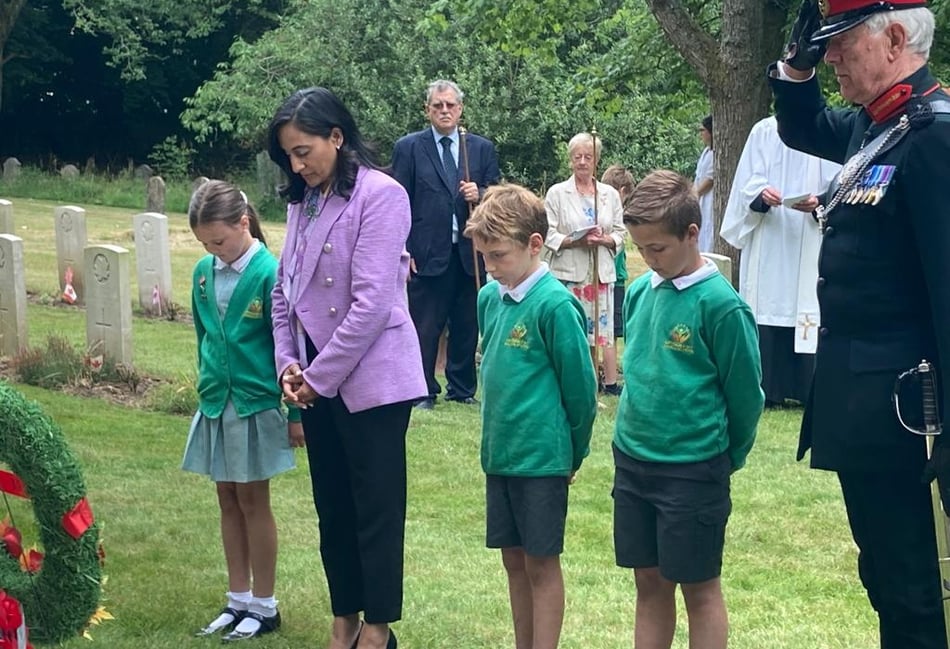 <p>Canada Day 2023 with Liphook Junior School, Anita Anand and Deputy Lord Lieutenant</p>