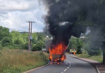Fire service called after camper goes up in flames in Cinderford