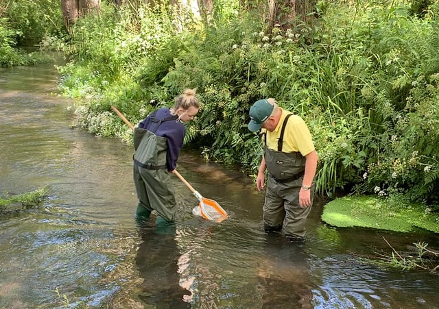 <p>‘Kick sampling’ the health of the invertebrate population</p>