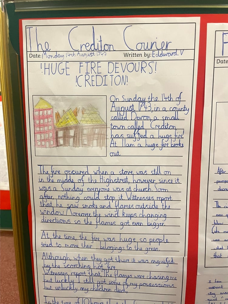 One of the Landscore School front pages of their very own ‘Crediton Courier’s’.