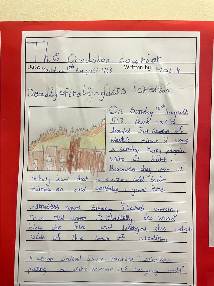 One of the Landscore School front pages of their very own ‘Crediton Courier’s’.