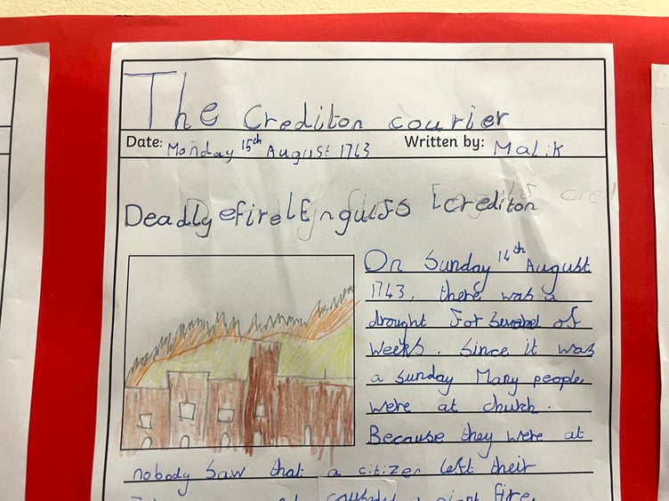 One of the Landscore School front pages of their very own ‘Crediton Courier’s’.