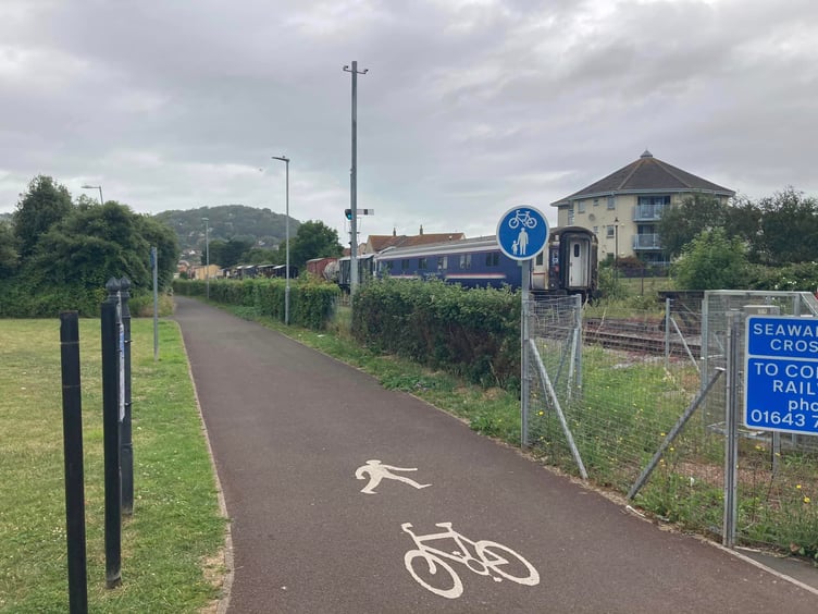 The cycle lane leading to Minehead Railway Station.
