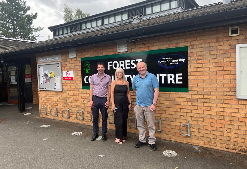 <p>From left : Cllr Andy Tree, Forest Community Centre general manager Lindsay Kelly and chairman of trustees Curtis Bone</p>