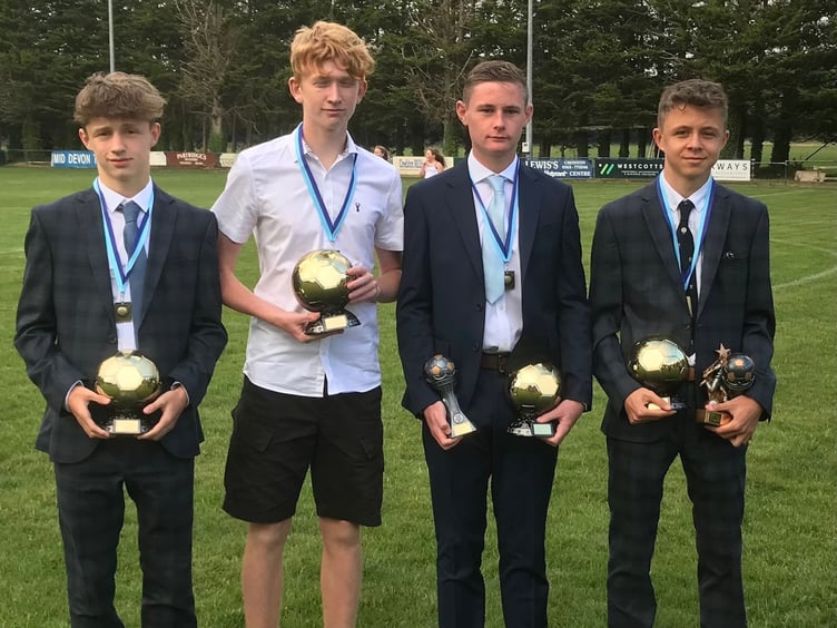 Joseph Gilbert, Ryan Sandland, Callum Lethbridge and Ben Harvey with their long service awards for representing the club from continually U8’s to U16’s.