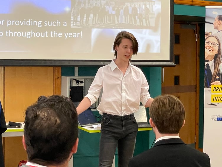 Young Ambassador Jo speaking during the ceremony. AQ 2602